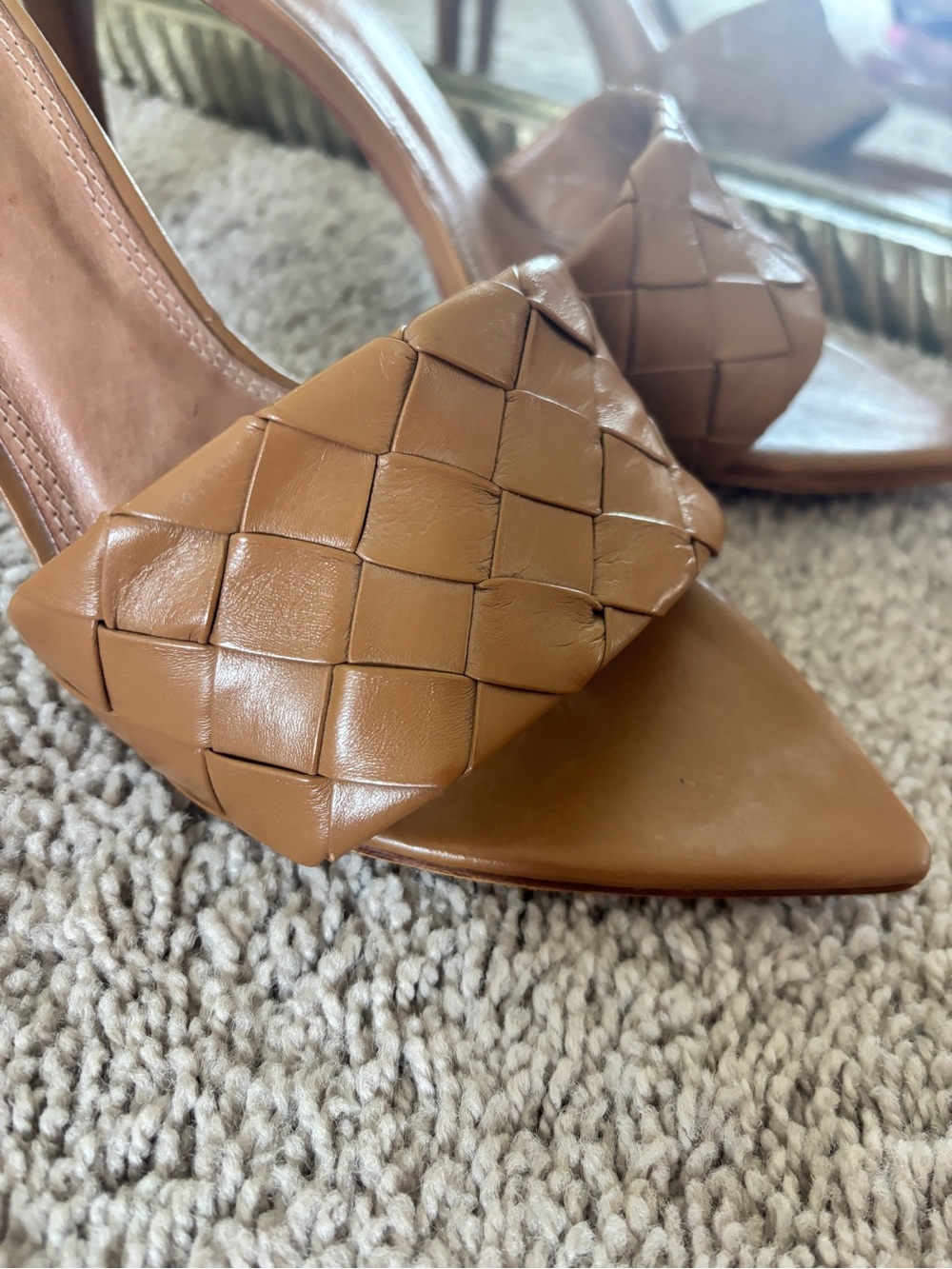 BCBGMaxAzria Tan Woven Pointed Mules - Picture 3 of 5
